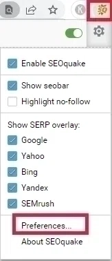 SEOquake Preference