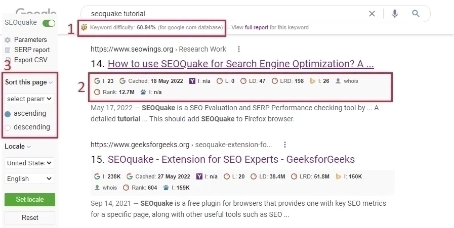 Interpret SEOQuake SERP Overlays