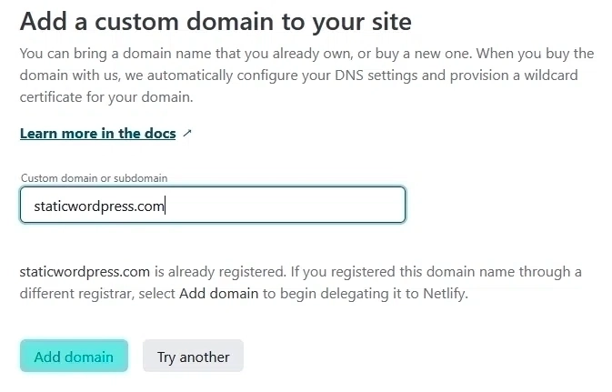Add Custom Domain Name on Netlify-DNS
