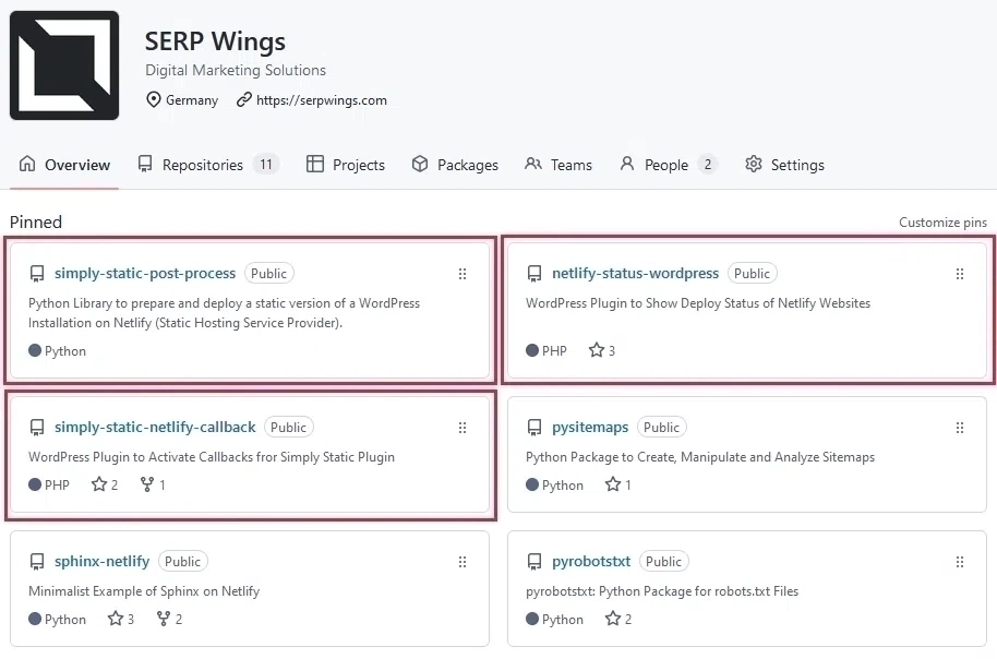 SERP Wings GitHub Home Page